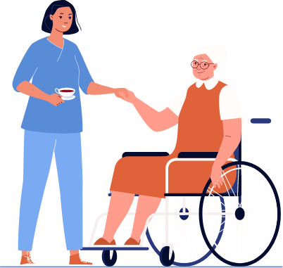 graphic of senior patient receiving palliative care